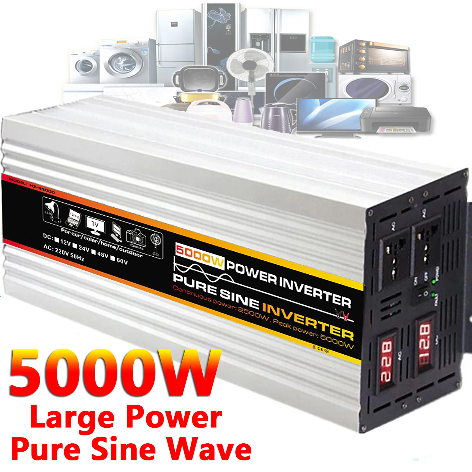 

5000W 5kw Pure Sine Wave Power Inverter Solar Inverter 12V to 220V Inversor Converter for Car Home Outdoor Solar System