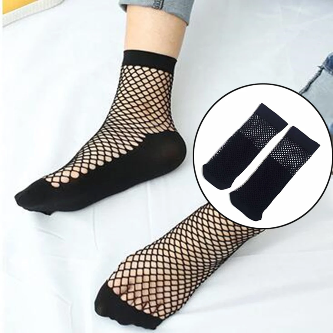 

1Pair Fashion Streetwear Women's Harajuku Black White Breathable Fishnet Socks Sexy Hollow out Nets Socks Ladies Sweet Mesh Sox