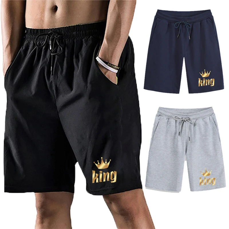 

2022 Spring and Summer New King or Queen Logo Men's Casual Sports Five-point Pants Fashion Printing All-match Five-point Pants