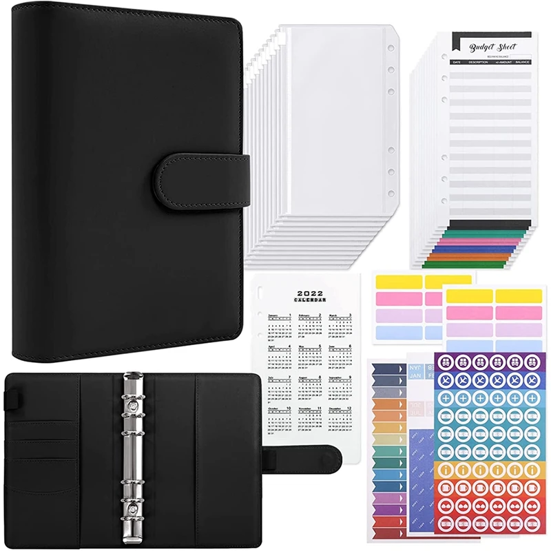 

Budget Binder,A6 Ring Binder Budget Planner,With Money Envelopes For Budgeting,Budget Sheet,Labels And Calendar Card
