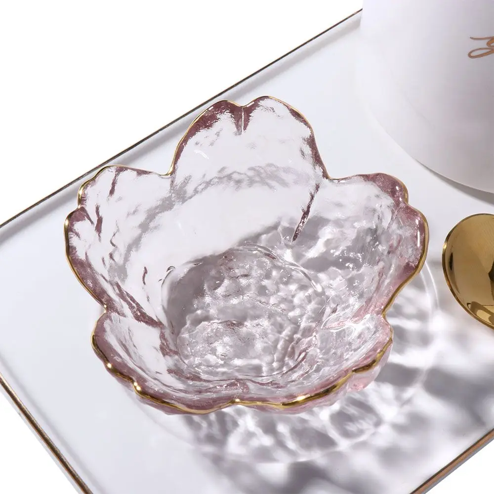 Маленькая стеклянная мини-посуда в виде цветка вишни столовая посуда с золотой