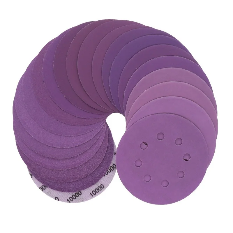 

90Pcs 5Inch 125mm Sandpaper 8 Hole Hook and Loop Sanding Discs Purple Sander Wet & Dry Sandpaper 60-10000 Grit Assortment