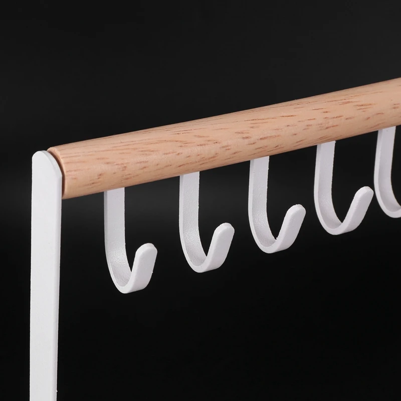 SEWS-подставка для ювелирных изделий с деревянным подносом колец и крючками