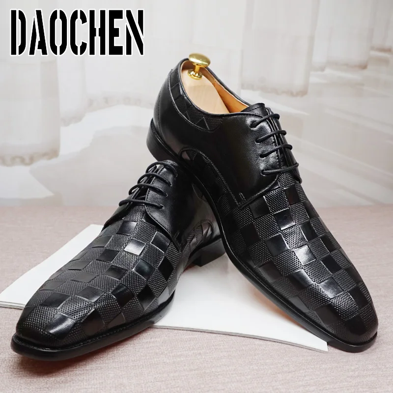 

Туфли дерби мужские классические, классические туфли, на шнуровке, кожаные, для офиса, свадьбы, итальянский дизайн, черные коричневые