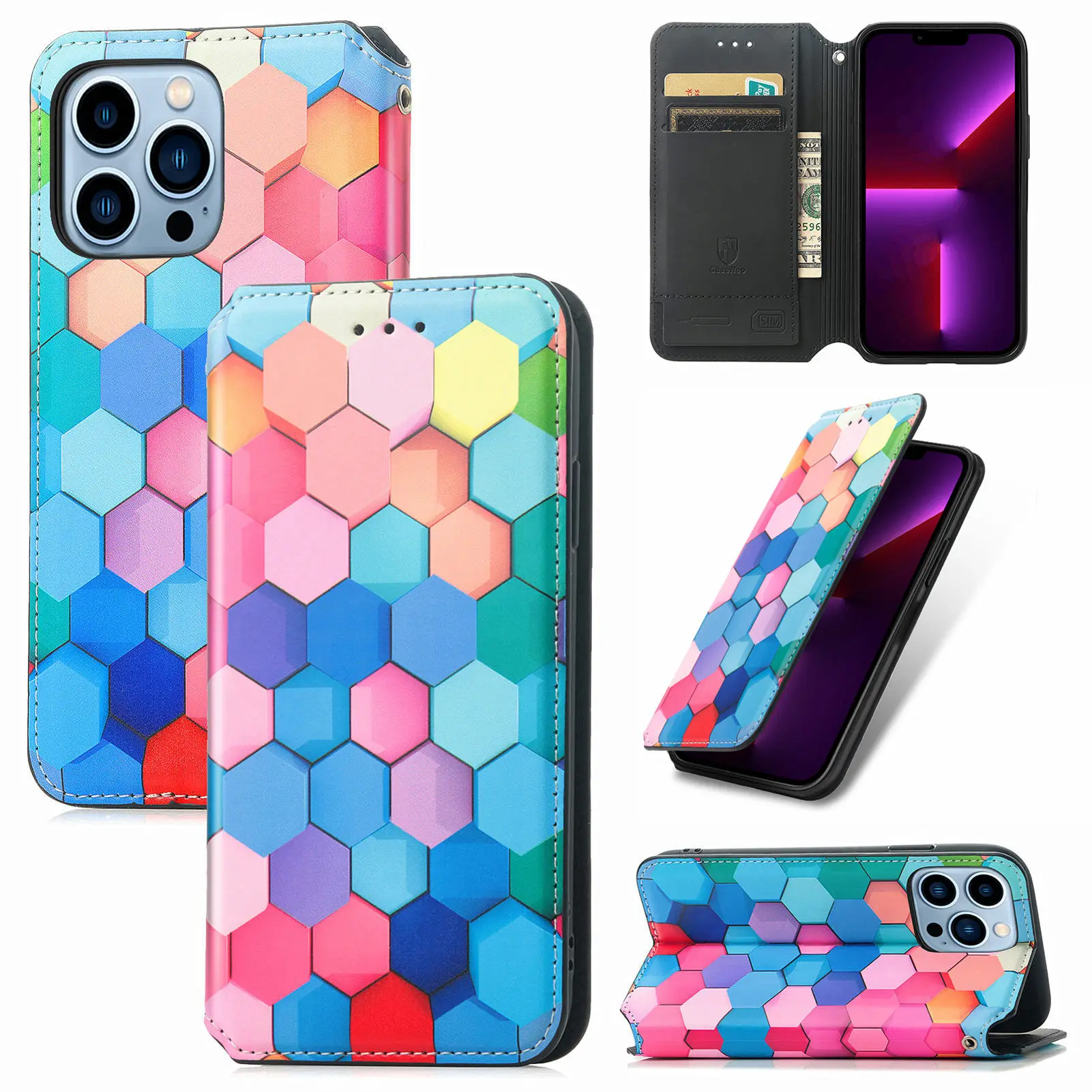 

Магнитный цветной кожаный чехол для iPhone 14 Pro MAX 13 XR XS MAX 11 12 13 mini 8 7 6 6S Plus SE 2022, чехол для телефона с граффити