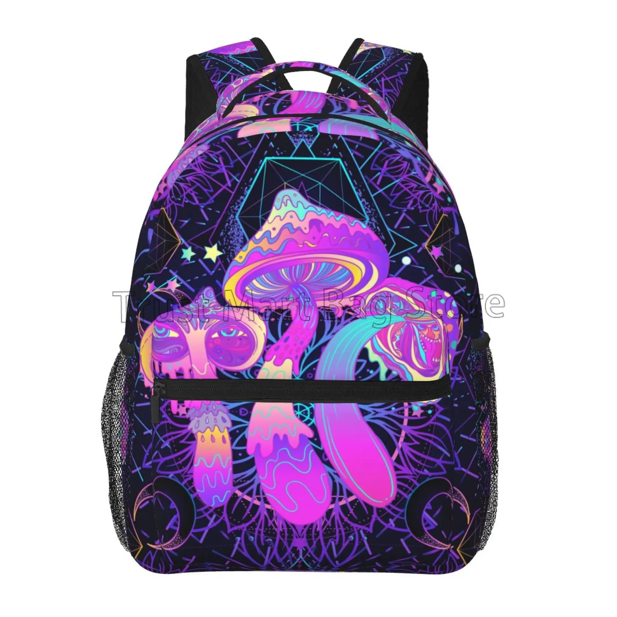 

School Backpack Trippy Magic Mushrooms Psychedelic Mystic for Women Men Student Bookbag Durable Casual Daypack Hiking Travel Bag