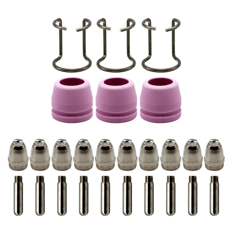 

26pcs WSD60 Plasma Cutting Consumables Torch Electrode Tip Nozzle Torch Guide Shield Cups Kit