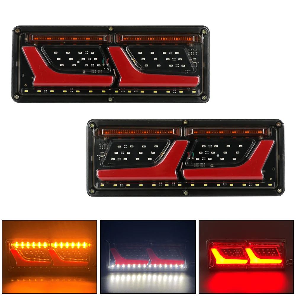 

For Trailer Car Truck Truck LED Tail Light Turn Indicators A Pair Warning Lights 24V Waterproof Rear Brake Stop Lamp