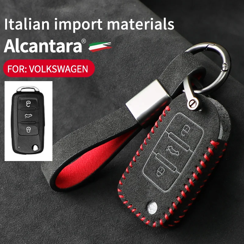 

Alcantara Suede Leather Car Key Case Keys Full Cover Protection Shell Bag for VW Volkswagen Polo Tiguan Passat Golf Jetta Lavida