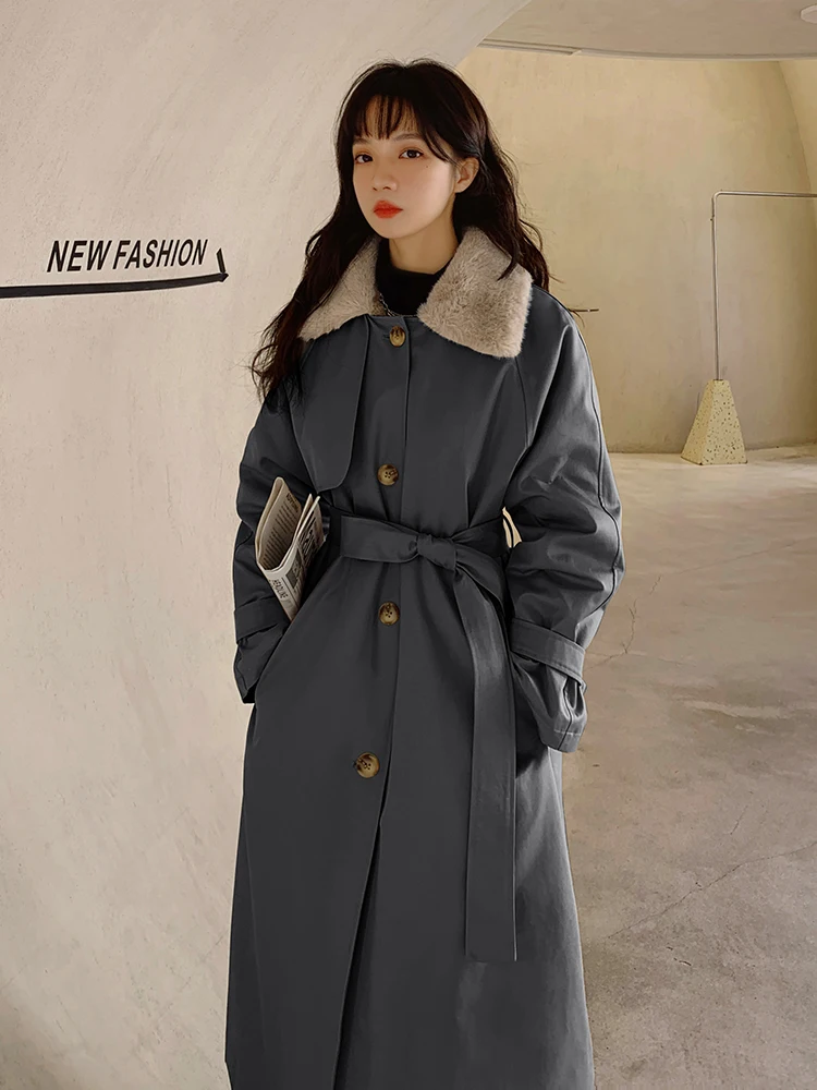 Длинная модная однотонная пуховая стеганая куртка в Корейском стиле новинка 2022