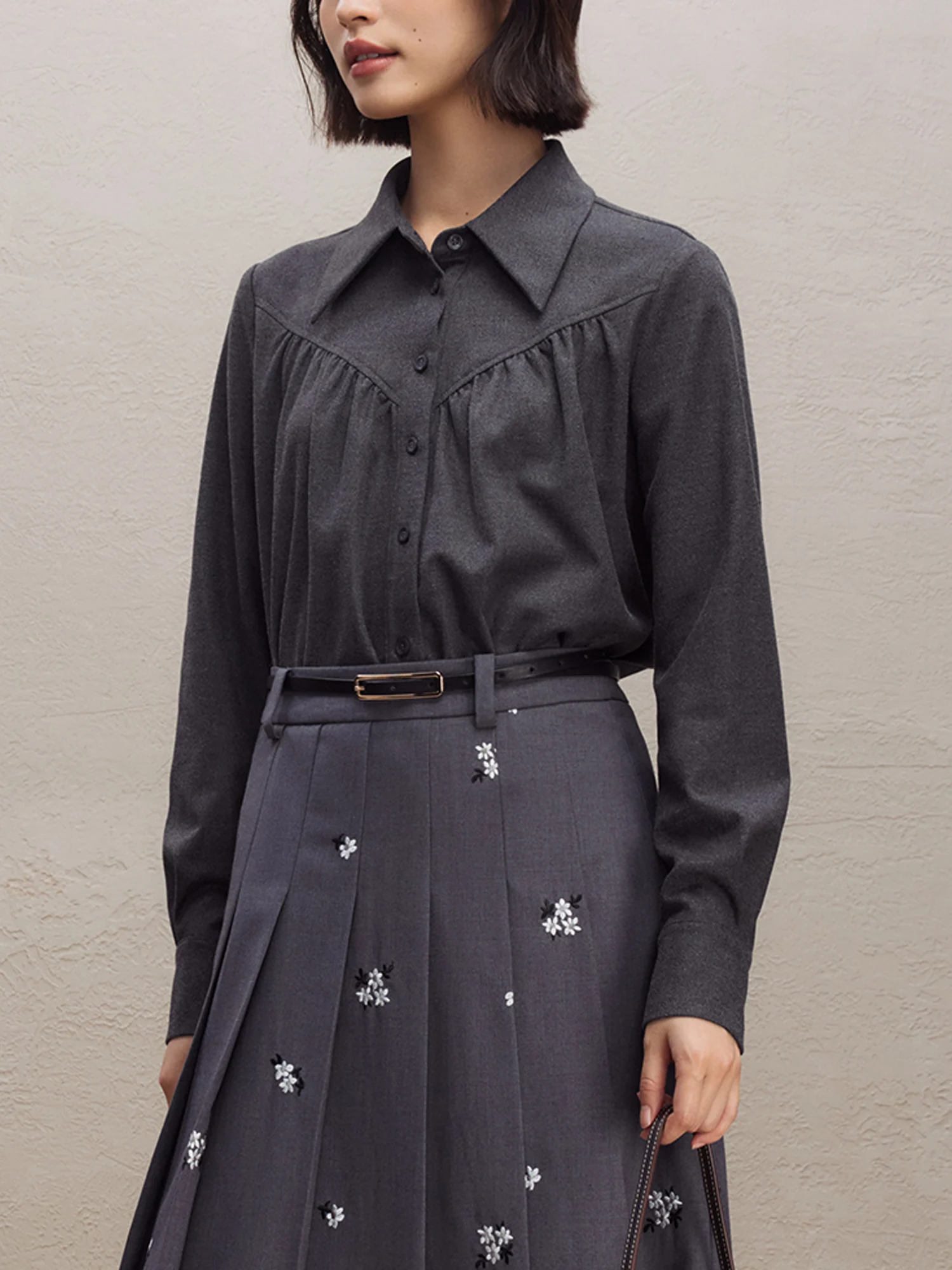 Женская плиссированная рубашка в французском стиле ZIQIAO