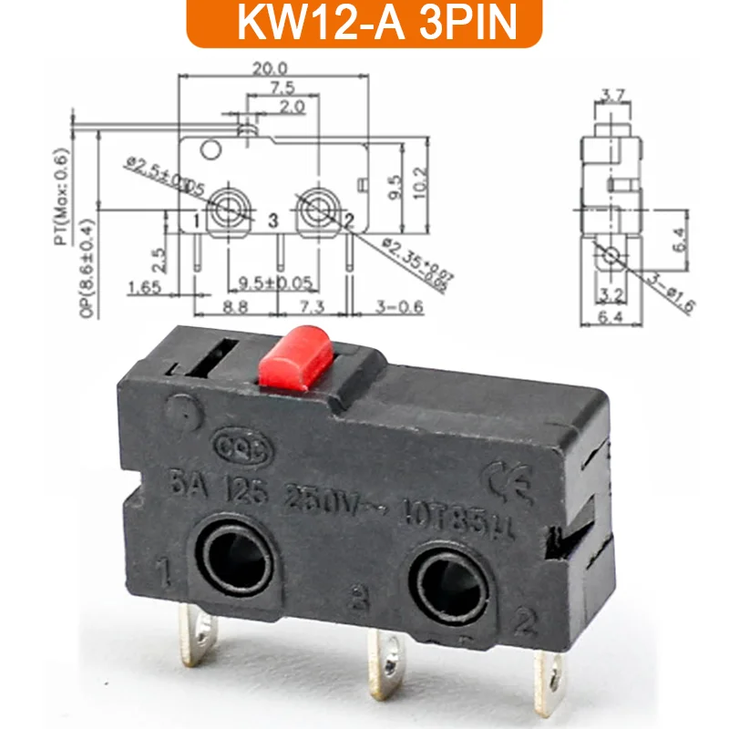 

10 шт. микропереключатель KW12 пластик 250В 5А