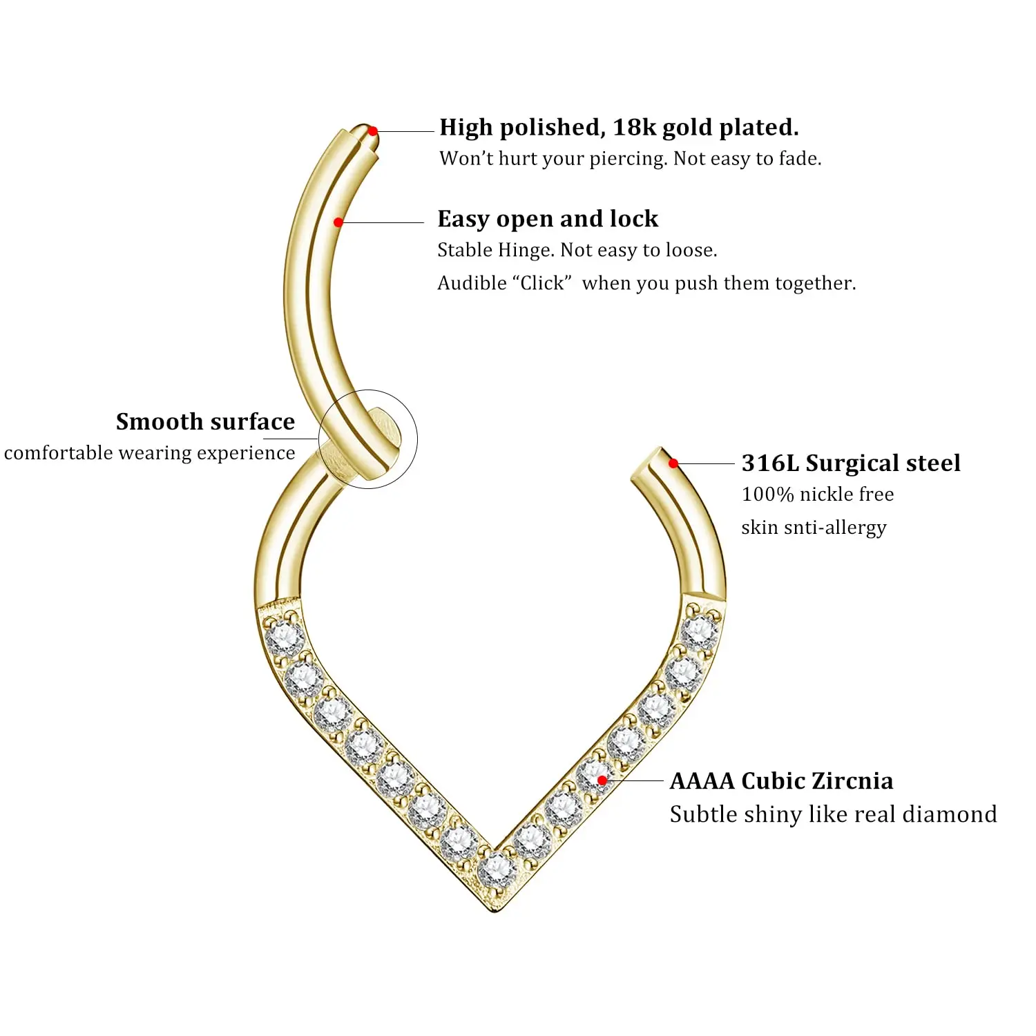 Titanium Teardrop Piercing Nose Ring Clicker Helix Cartilage Tragus Earrings Hoop Hinged Septum Fashion Body Jewelry