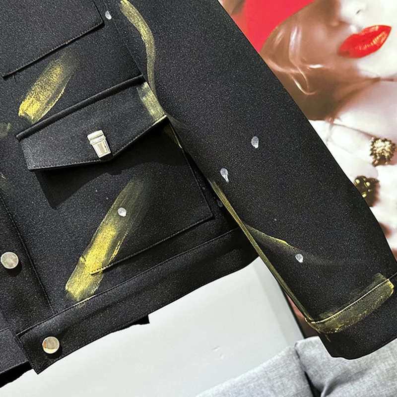 Осенняя Новая модная свободная универсальная дизайнерская короткая куртка PFHQ