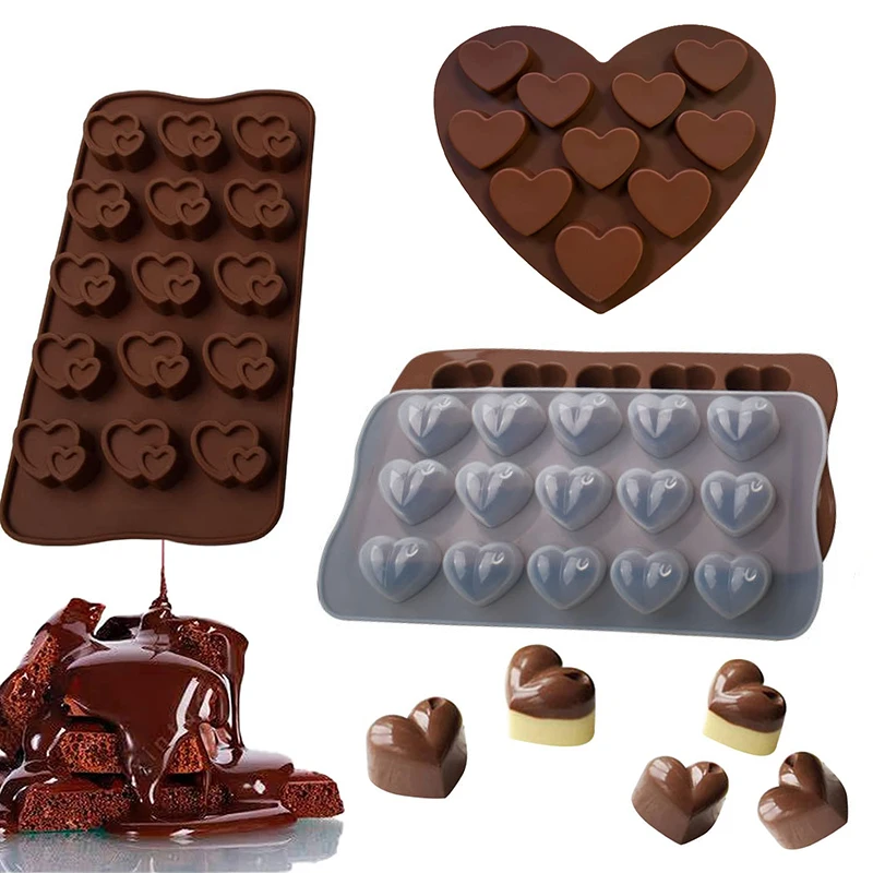 

Силиконовая форма для шоколада, 3D форма в форме сердца, форма для помадки, конфет, мыла, сковорода для выпечки, «сделай сам», форма для льда, и...