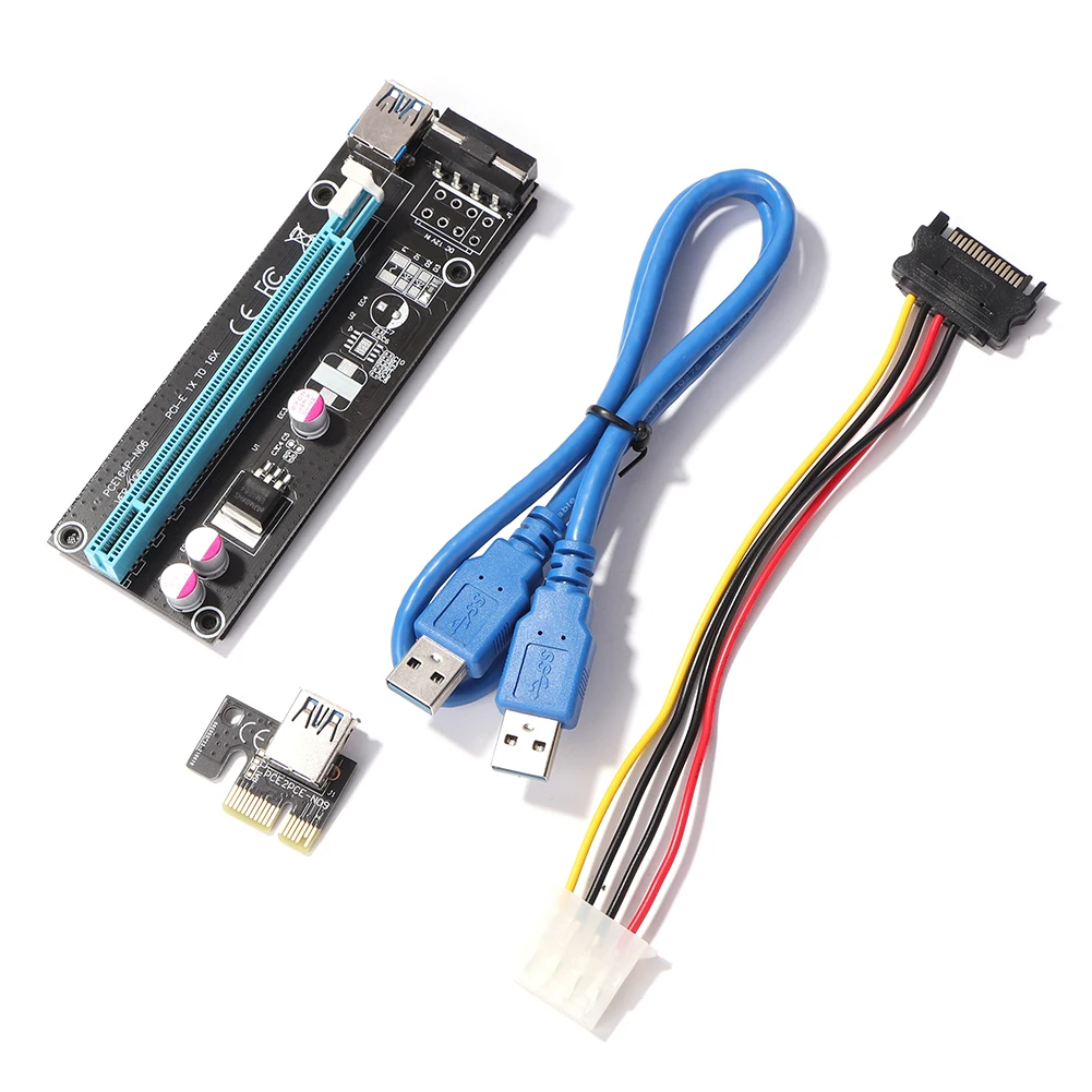 

PCI Express Райзер 1X до 16X удлинитель USB 3,0 кабель SATA к 4Pin видеокарта удлинитель Кабель-адаптер для графической карты