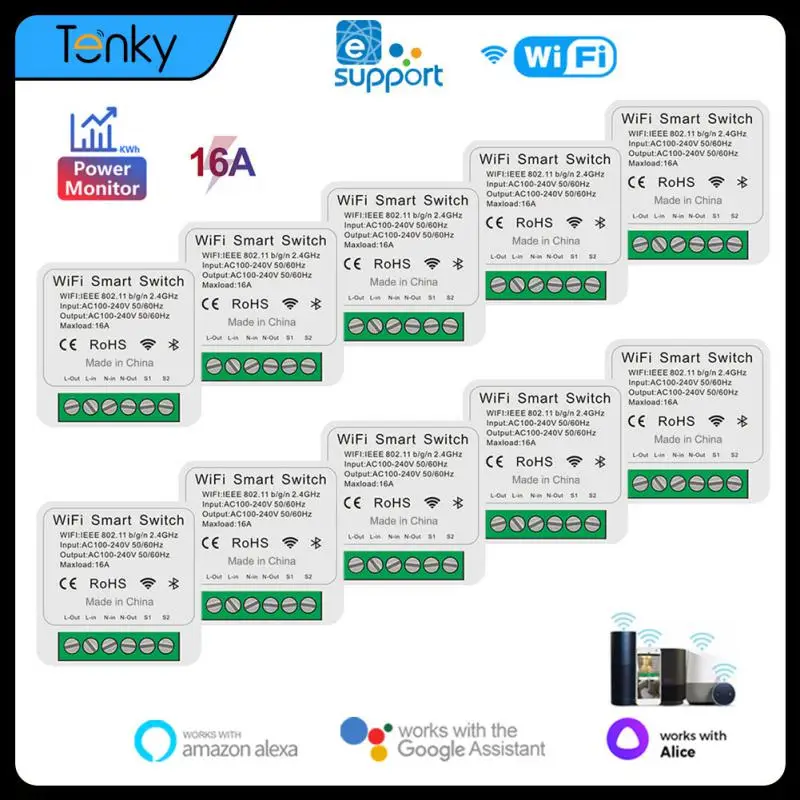 

Смарт-выключатель Tenky EWeLink с поддержкой Wi-Fi, 16 А