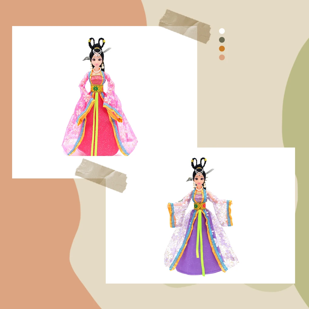 

Doll Lovely Artificial Chinese Toy Traditional Traditional Rag Baby Black Hair Pearl Earrings Long Comfortable Rose Red