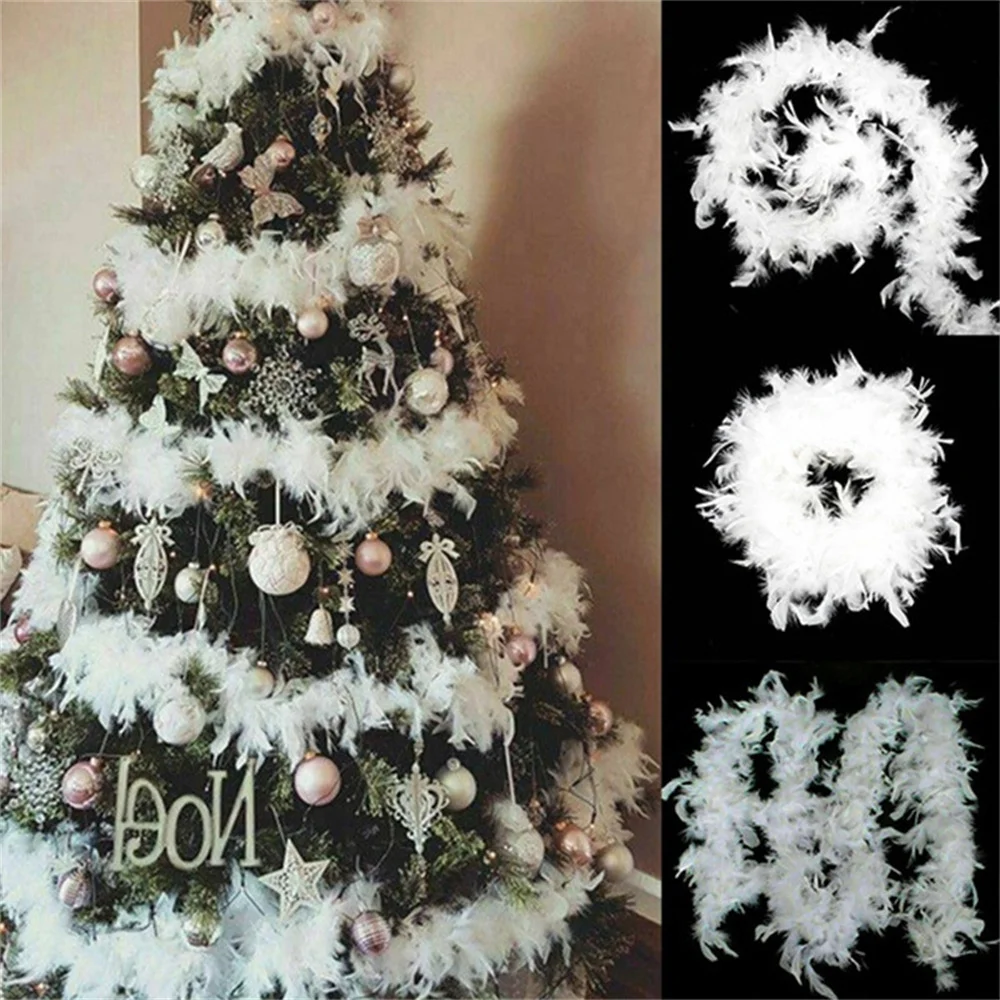 

Лента 2 м, рождественские украшения для творчества, новогодняя, Рождественская елка, свадебные костюмы, Декор, красочные пушистые перья, праздвечерние чные принадлежности, новинка 2022