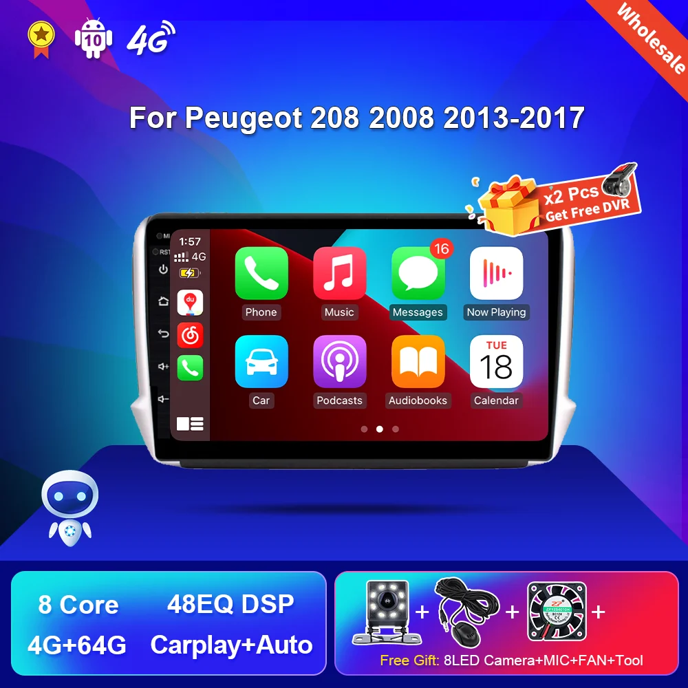 

Автомобильный радиоприемник для Peugeot 208 2008 2013-2017, стерео-навигация, GPS, 2din, Авторадио, мультимедийные проигрыватели, автомобильная интеллекту...