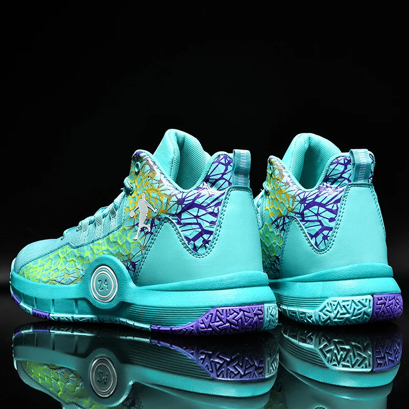 Men's Breathable Basketball Shoes Fashion Non-Slip Combat Sports Shoes Shock Absorption Student Training Sports Shoes Size 31-45