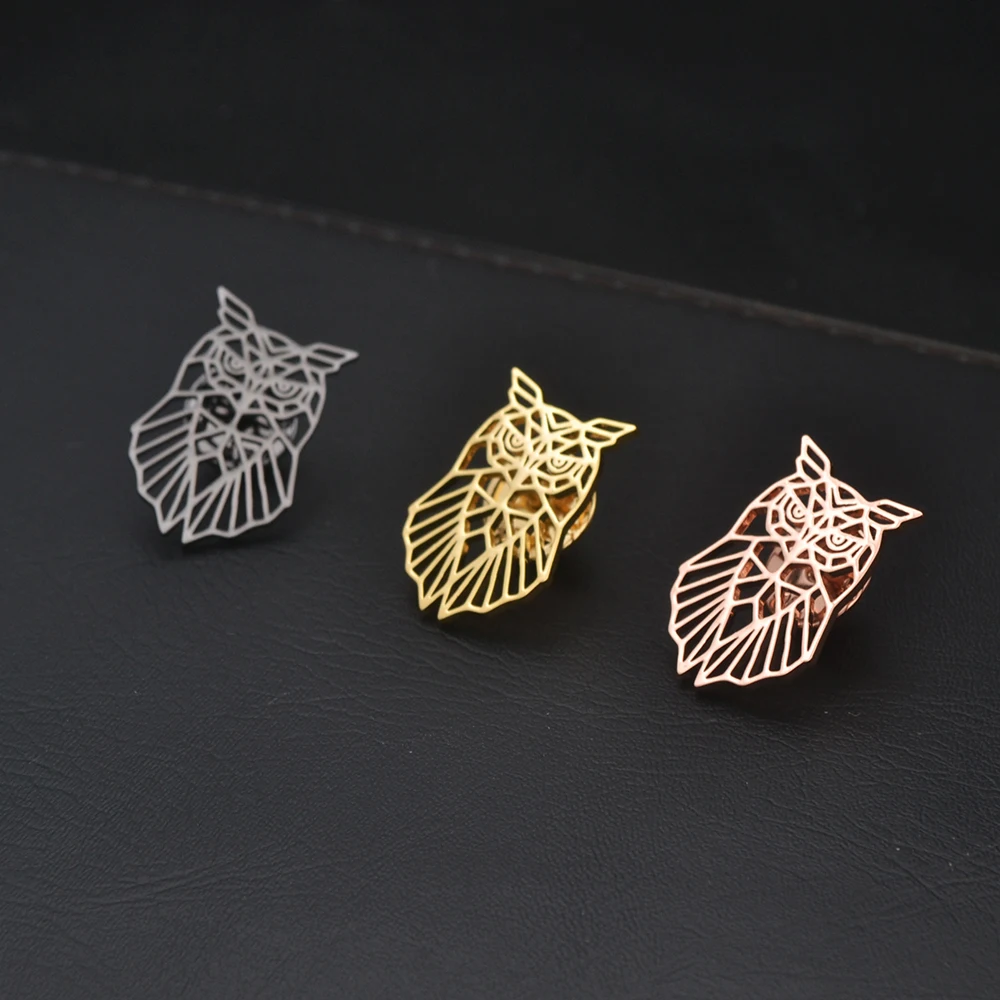 Мужская брошь в форме совы из нержавеющей стали