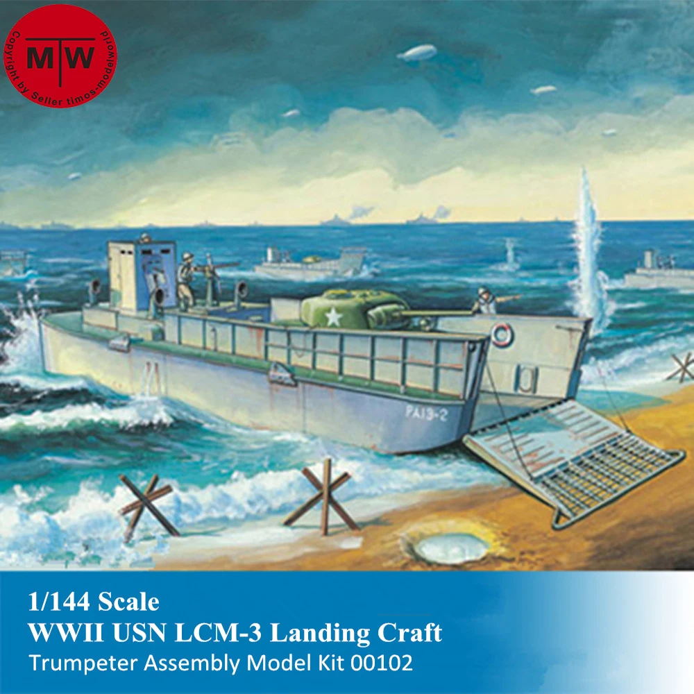 

Trumpeter 00102 1/144 Scale WW2 LCM 3 USN Vehicle Landing Craft Military Plastic Assembly Model Kits