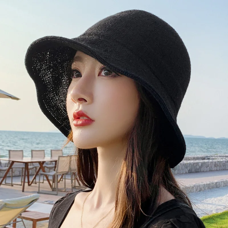 

Brand New Summer Straw Hat Women Fashion Travel Panama Female Trend Bucket Hat Lady Sunshade Breathable Sun Beach Caps