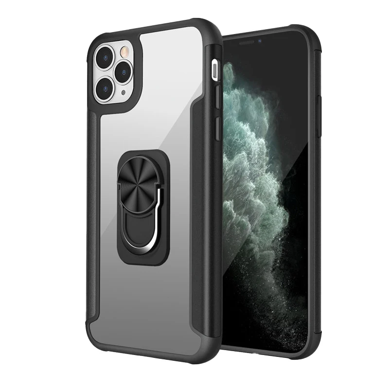 

Rotatable Car Finger Ring Bracket Transparent Pc Hard Phone Case For Iphone 13 12 Mini 14 11 Pro Max X Xs Max 7 8 Plus Se Case