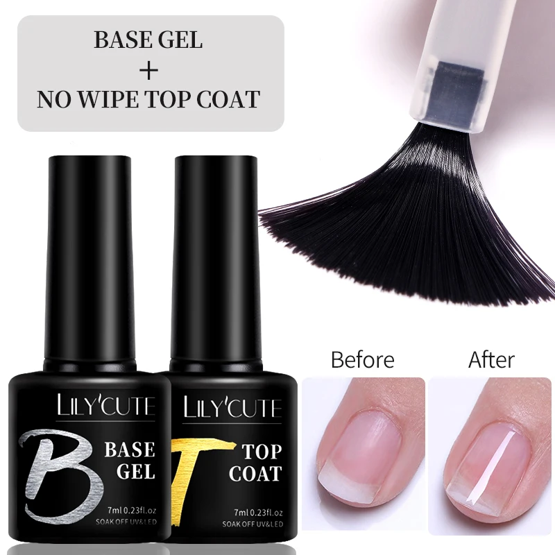 LILYCUTE 7ml Base Gel Nail polish Bright Color Semi Permanent Soak Off UV LED For Manicure Enhanced Nail Art No Wipe Top Coat
