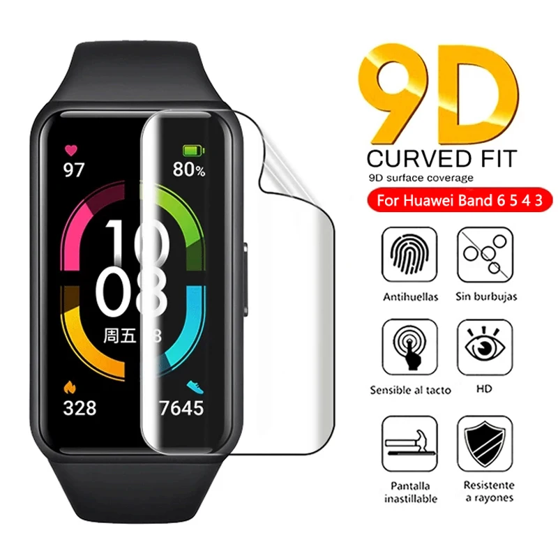 

3Pieces TPU Soft Film For Huawei Band 7 6 5 4 3 Screen Protector On Honor Band 3 4 5 6 7 Full Curved Protective Film Accessories