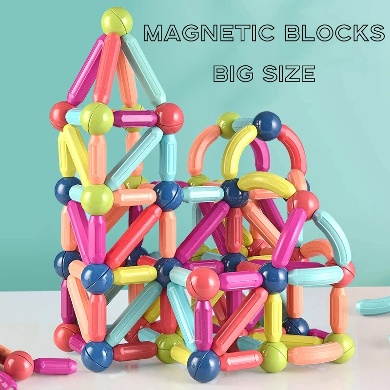 

Building Magnets Gift 25-65Pcs Designer for Educational Bricks Stick Children Big Set Toys Magnetic Montessori Blocks Size Kids