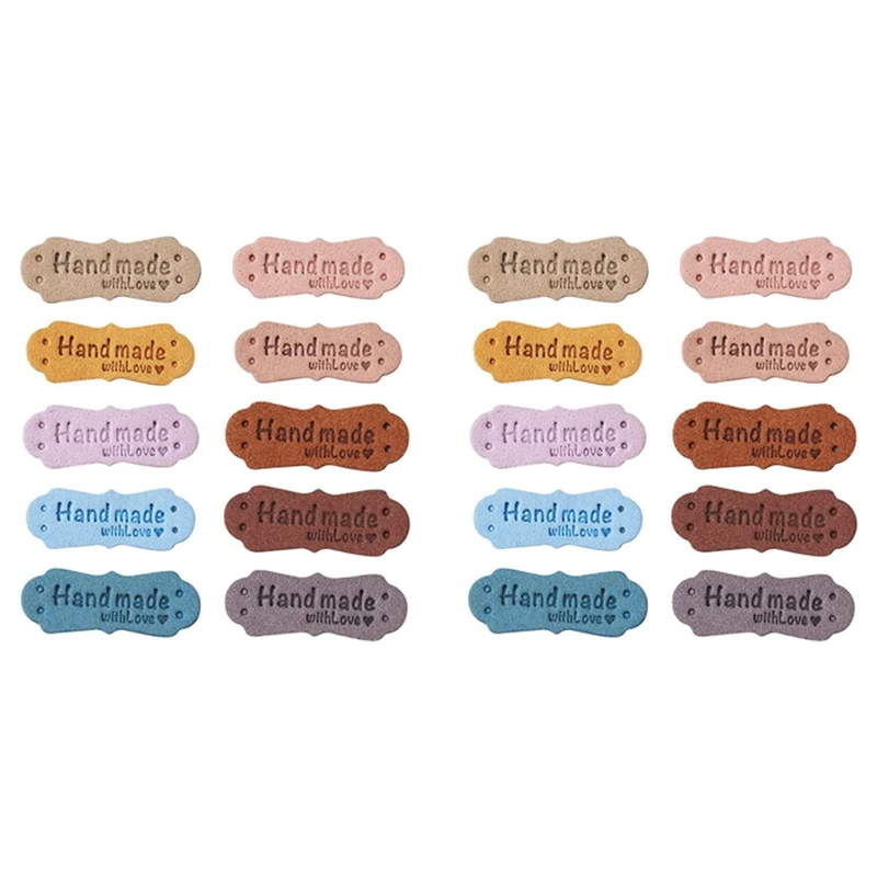 

100Pcs PU Leather Labels Tags For Handmade DIY Hats Bags Hand Made With Love Label For Clothes Sewing Tags Accessories
