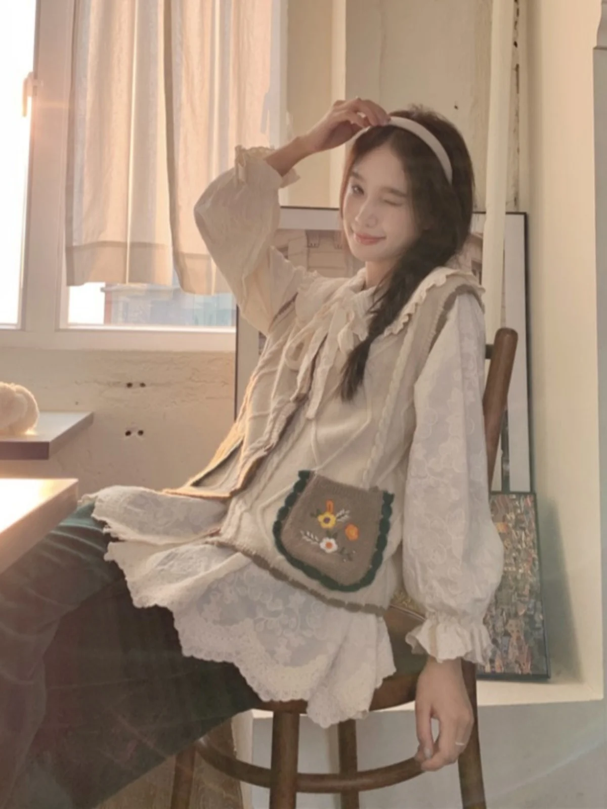 Большие размеры Mori Look Sweet Doll Face Рубашки с длинными рукавами Женские осенние