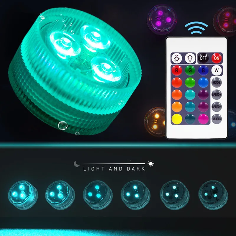 

3 LED Submarine Light IP68 Waterproof IR Remote Control Christmas Vase Swimming Pool Decoration Fishing Light Underwater Light