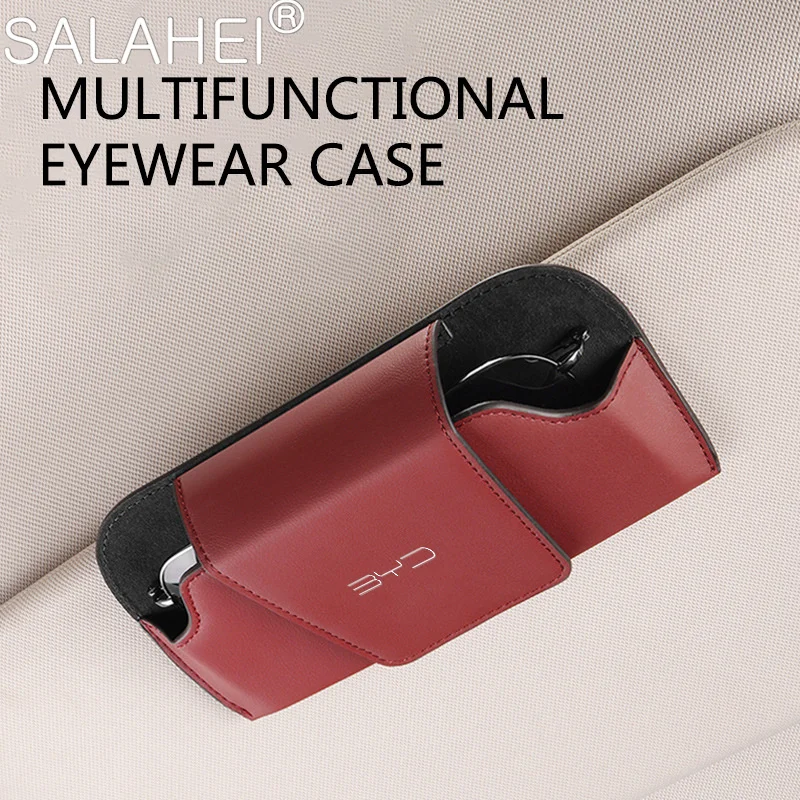 

Car Glasses Case Clip Sun Visor PU Leather Eyeglass Holder For BYD Atto 3 Act Tang F3 E6 Yuan Song Plus EV F0 Qin Han Dolphin S6