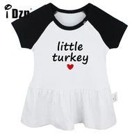 idzn summer new little turkey thanksgiving baby girls cute short sleeve dress infant funny pleated dress soft cotton dresses