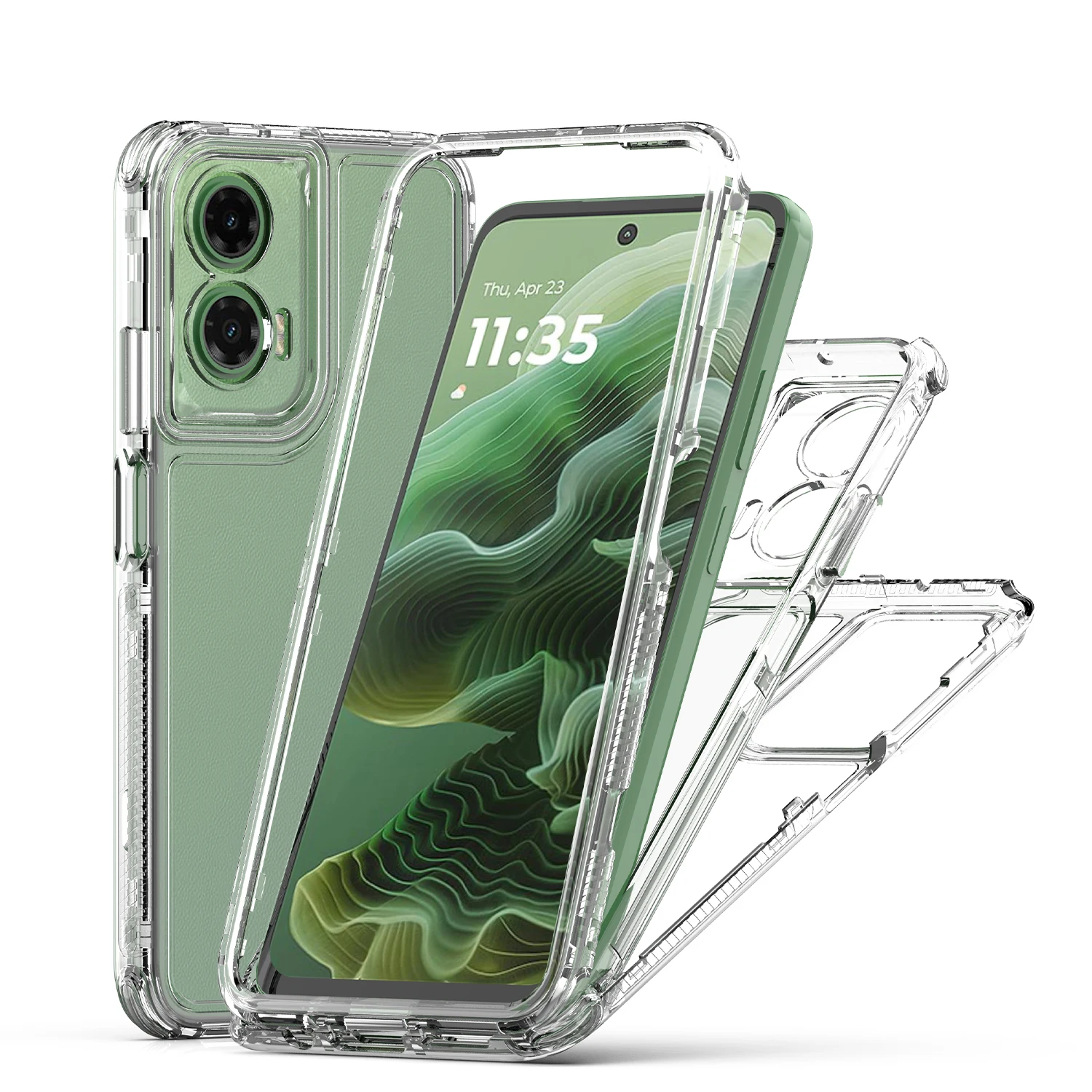 Фото 360-градусный чехол для телефона с полным покрытием для Motorola MOTO G34 G35 G54 G85 G84 G24 ТПУ + ПК, толстые прозрачные чехлы с защитой от падения №1