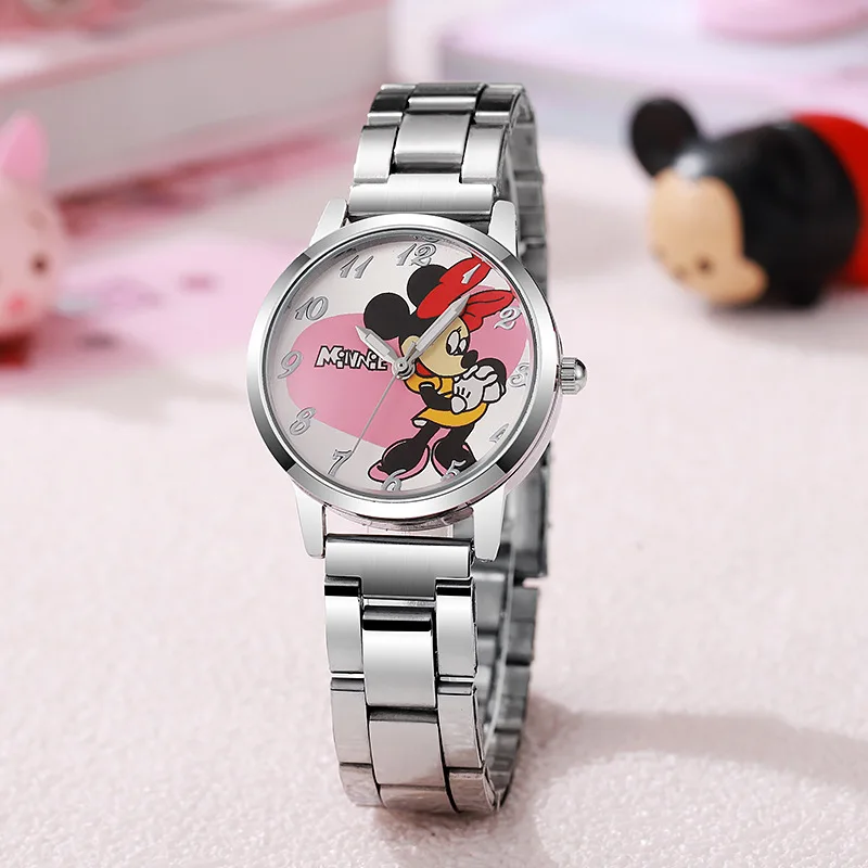 Детские часы DISNEY с Микки Маусом и Минни, студенческие наручные часы с героями мультфильмов Aolly, стальные кварцевые часы для детей 5-15 лет, подарок (art.: 3920d080f80c9) - 3920d080f80c9