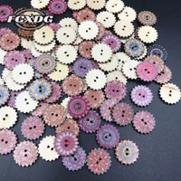 100pcs 1520mm hot selling scrapbooking buttons sewing accessories circular gear design vintage wooden buttons for needlework