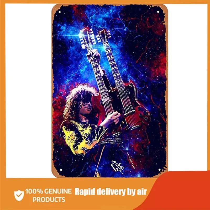 

Fumtgsin Jimmy Page Plaque Poster Metal Tin Sign Vintage Wall Signs for Home Cafe Bar Pub Man Cave Restaurants Wall Decor