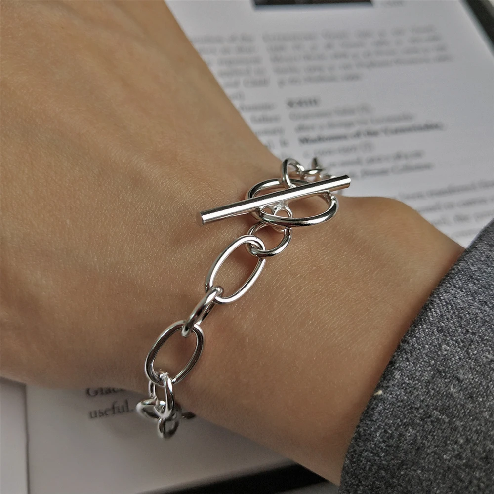 

Silver Charm Bracelets For Women Simple Geometric Chain Bracelet & Bangle Wristband Pulseira Femme Trendy Jewelry Accessories