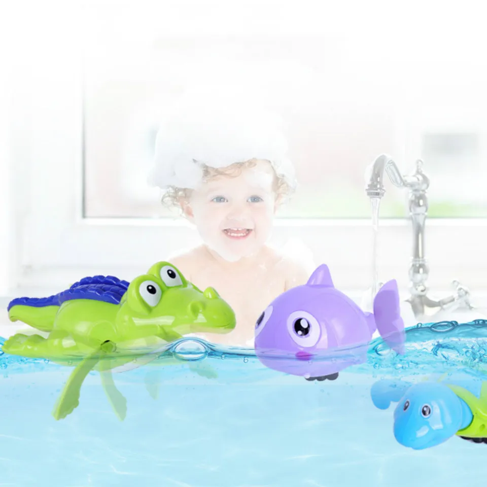 1 Pc New Bathroom Bath Shower Baby Clockwork Swimming Children Play Water Cute Little Crocodile Bathing Bathtub Toys for Kids