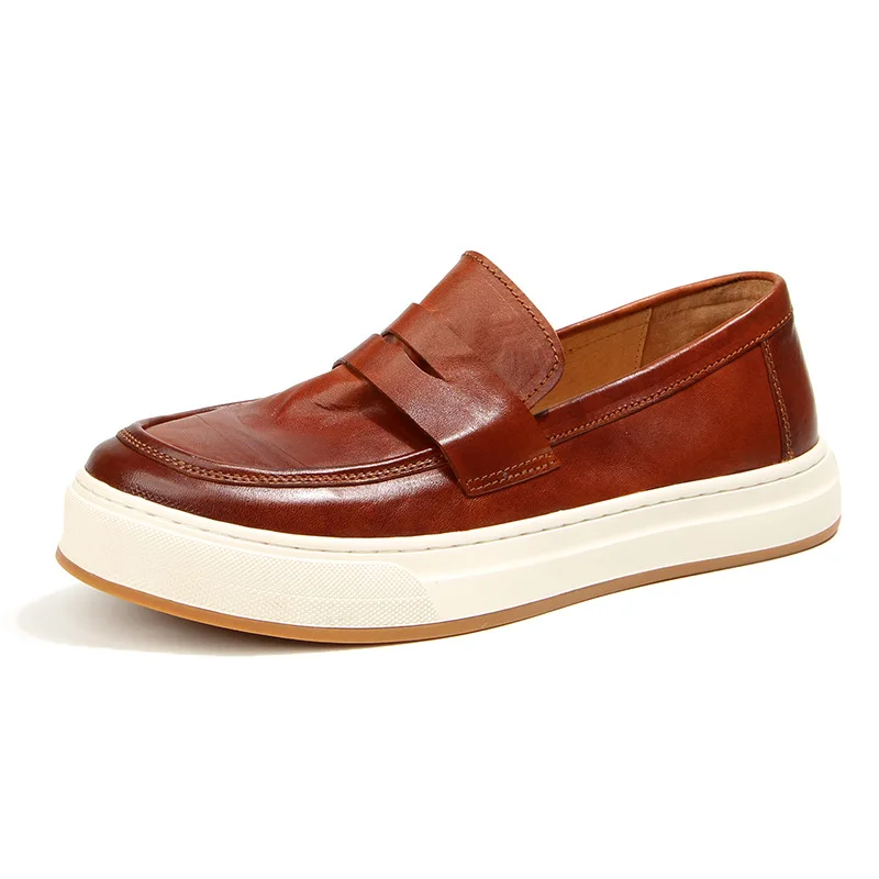 Мокасины CLAIAMI мужские из промытой лошади натуральная кожа резина без застежки