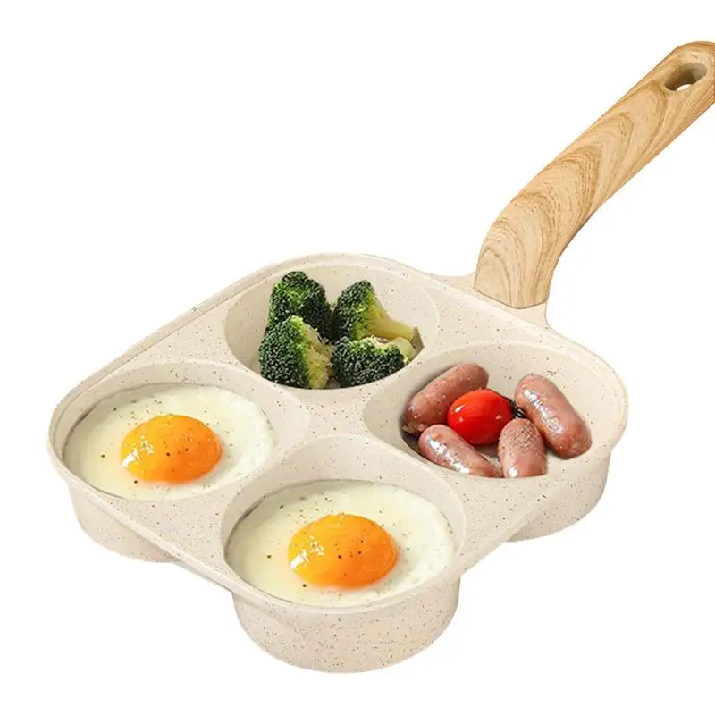 

Nonstick Egg Pan Medical Stone Fourhole Omelette Pan Kitchen Pan Non-stick Pan Nonstick Cookware With Wood Handle Kitchen Gadget