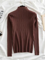 autumn winter sweater women pullover long sleeve korean mock neck solid basic knit tops female pull femme knitted sweaters mujer
