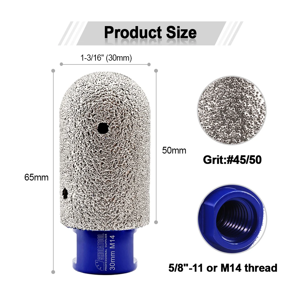

SHDIATOOL алмазная фрезерная насадка для пальцев 1/2 шт. угловая шлифовальная машина для полировки фарфора, мраморной плитки, открывалка для отверстий, кварц 10/15/20/25/30/35 мм