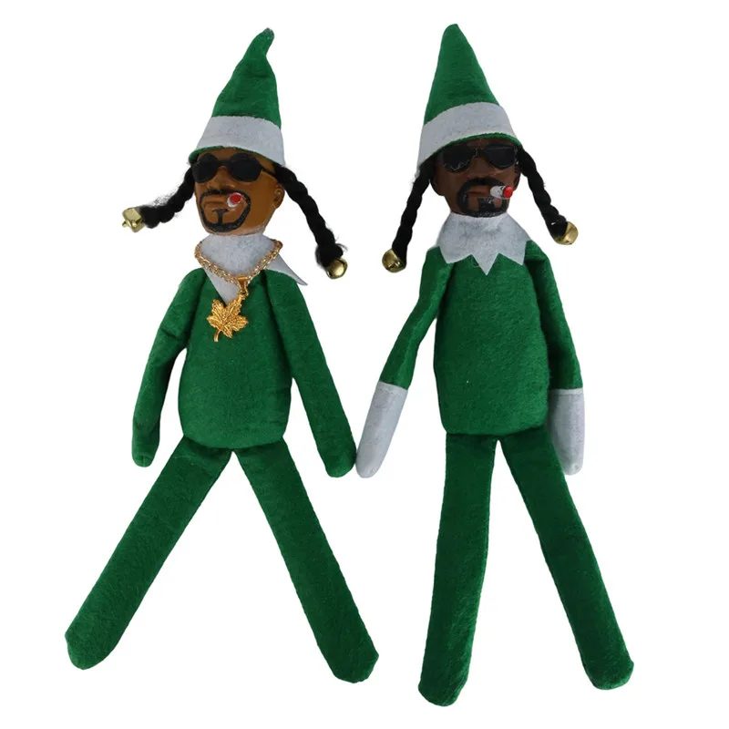 Snoop on A Stoop Рождественский эльф кукла Elf Doll Lurcher на изгибе, удерживая сигарету на полке, материал, полимерная кукла, декор для рабочего стола