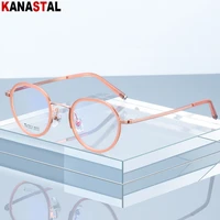 womens pure titanium round eyeglasses frame trend men eyewear optical blue light blocking myopia prescription reading glasses