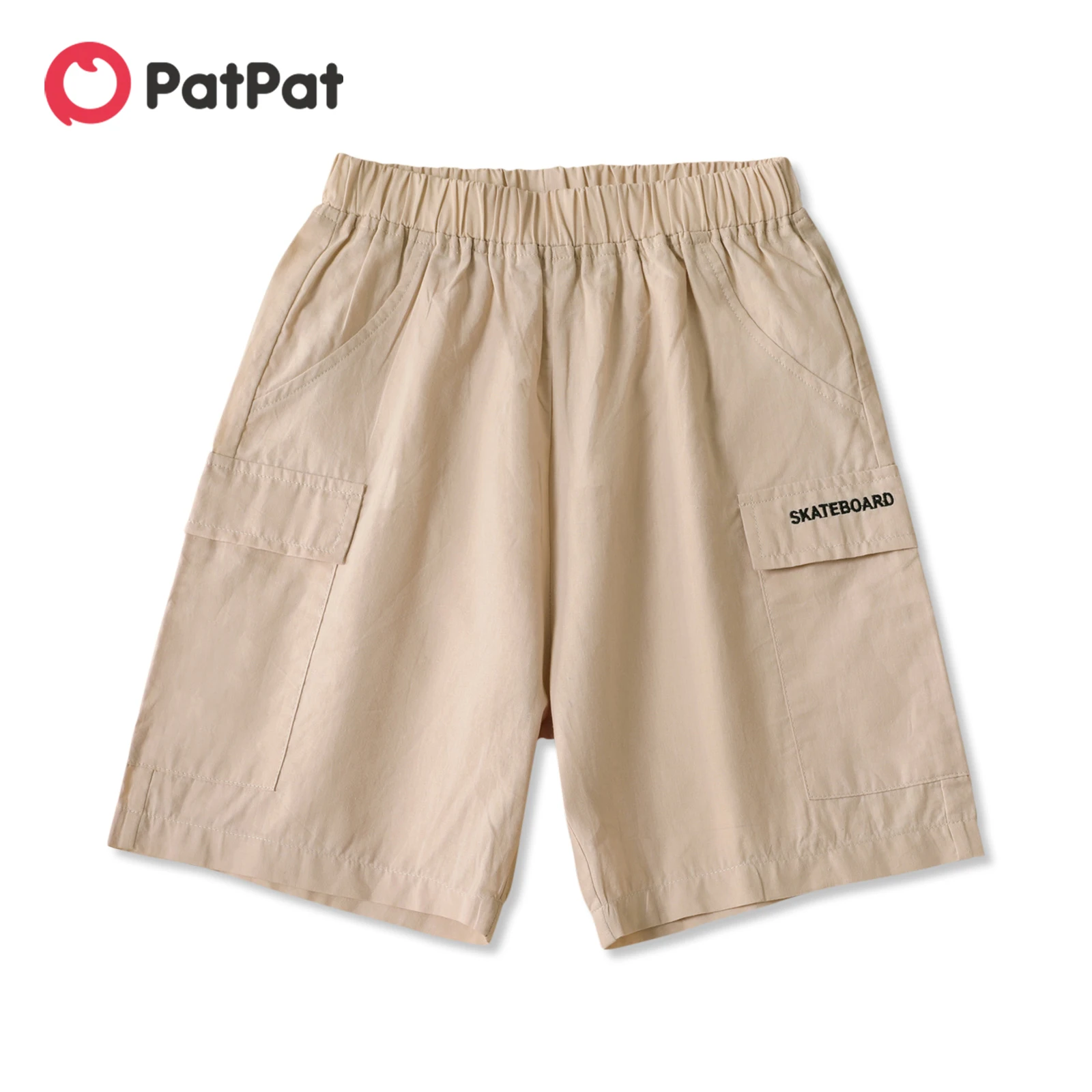 

PatPat Kid Boy Camouflage Print/Letter Embroidered Pocket Design Elasticized Cargo Shorts